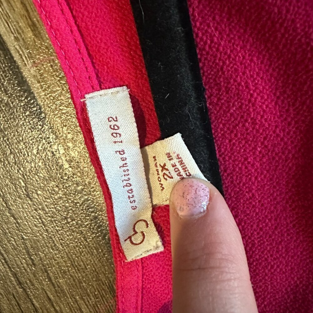 Hot Pink 3/4 Sleeve Women's Blouse Gold Zipper - Picture 4 of 9